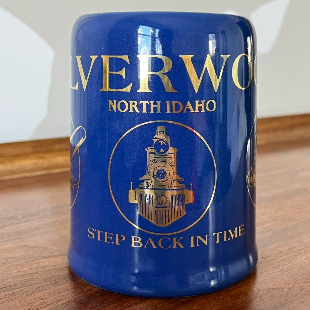 Silverwood Theme Park Vintage Mug "Step Back in Time" North Idaho Blue & Gold